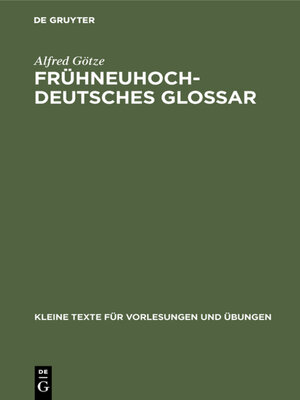 cover image of Frühneuhochdeutsches Glossar